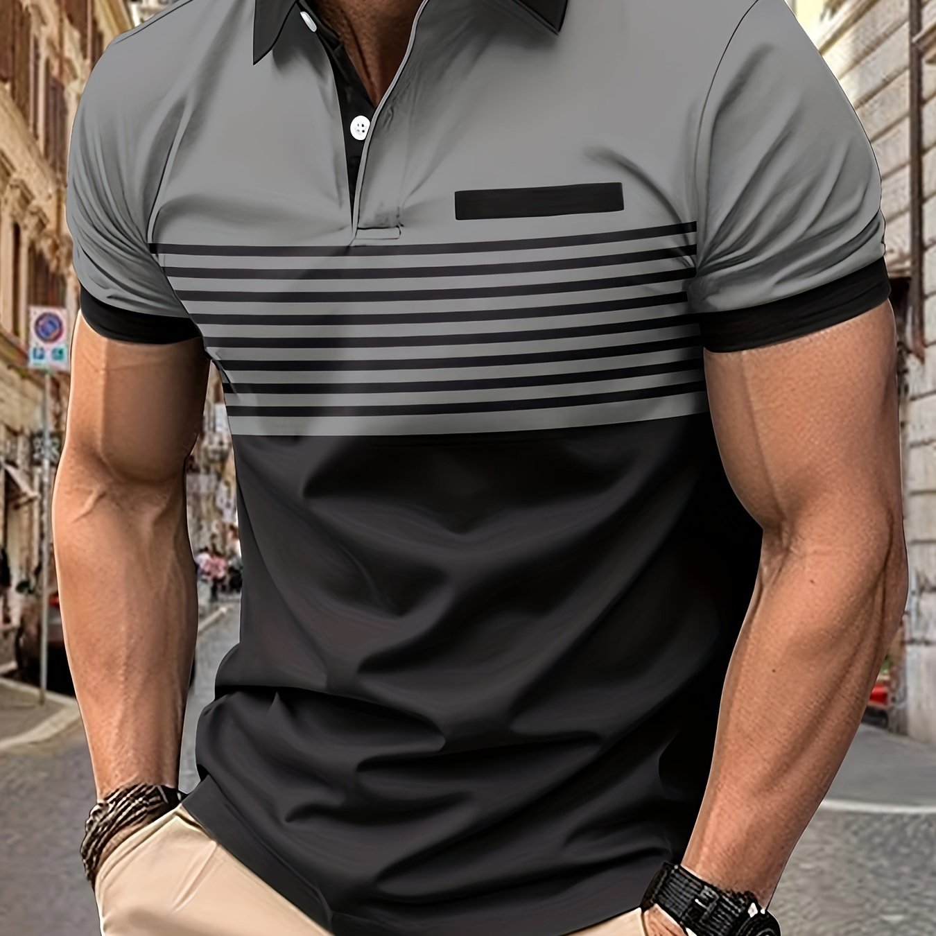 Men's Striped Golf Polo