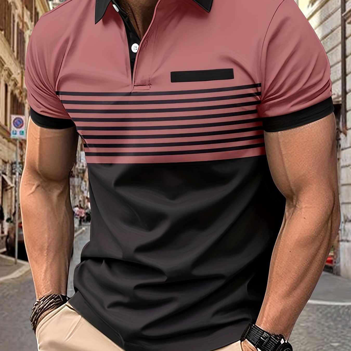 Men's Striped Golf Polo
