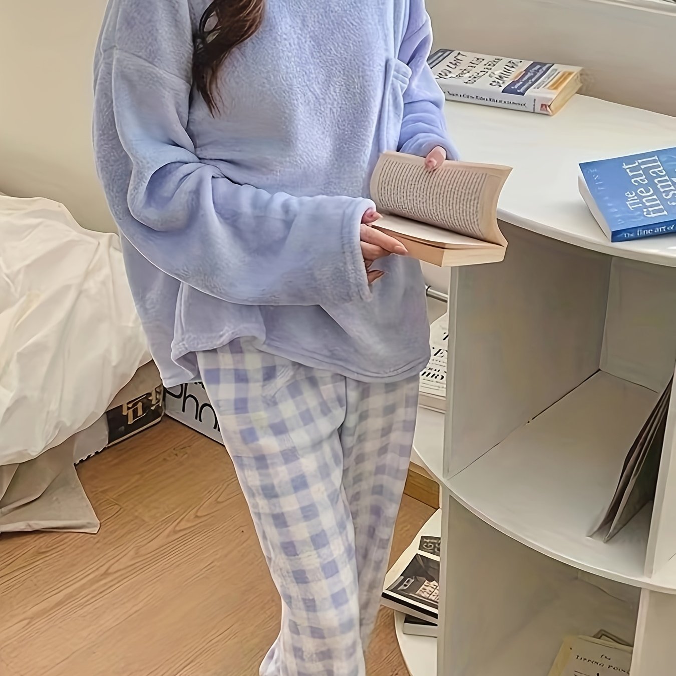 Plaid Velvet Pajama Set