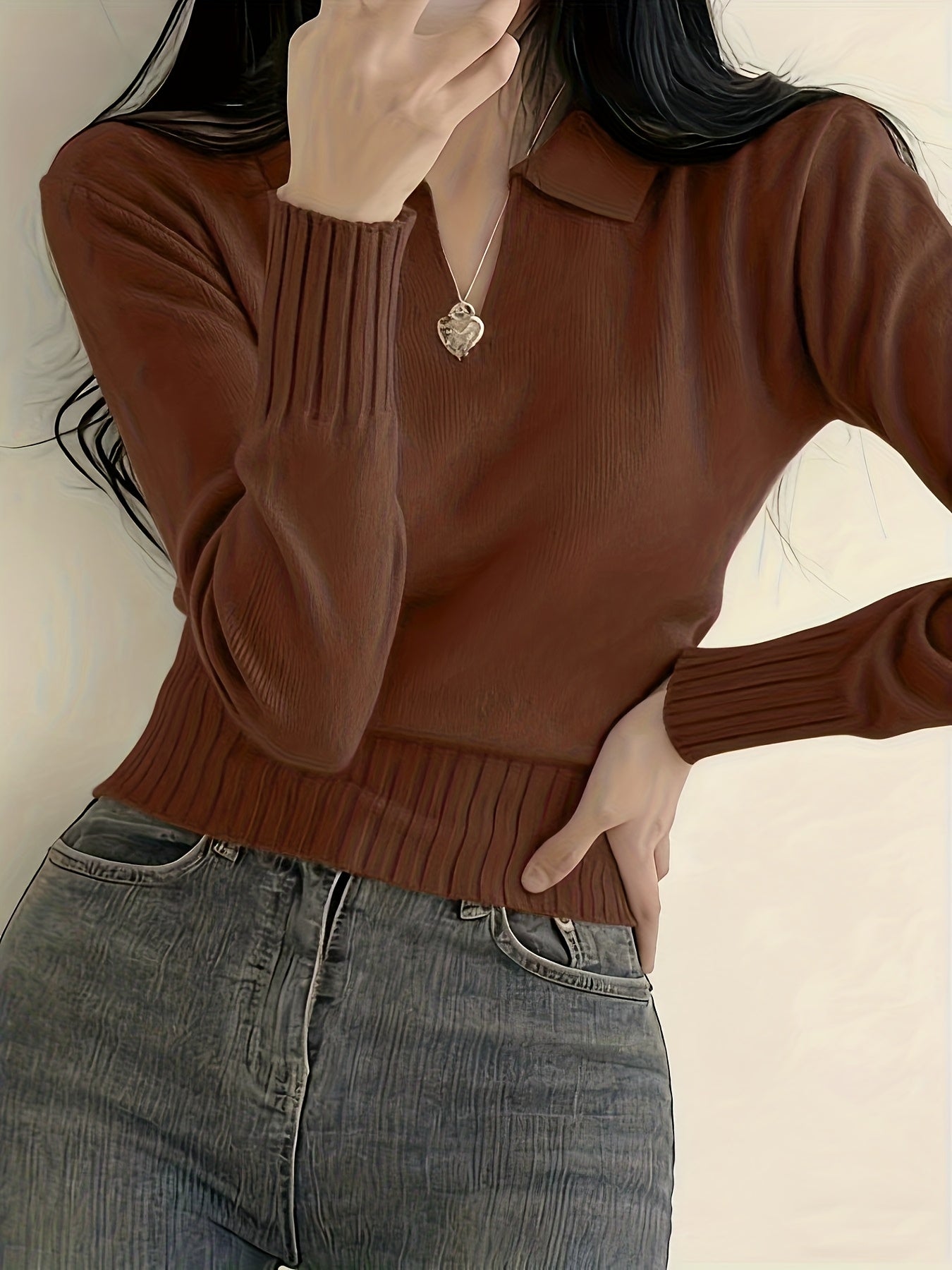 V-Neck Polo Sweater