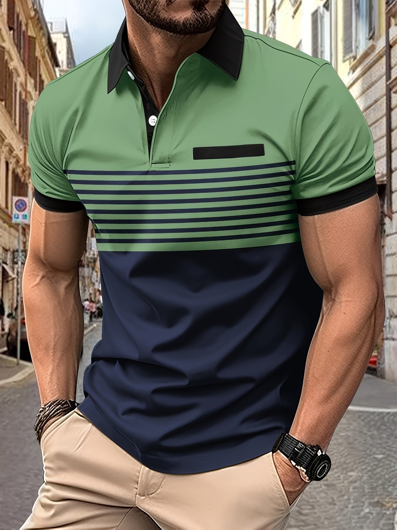 Men's Striped Golf Polo
