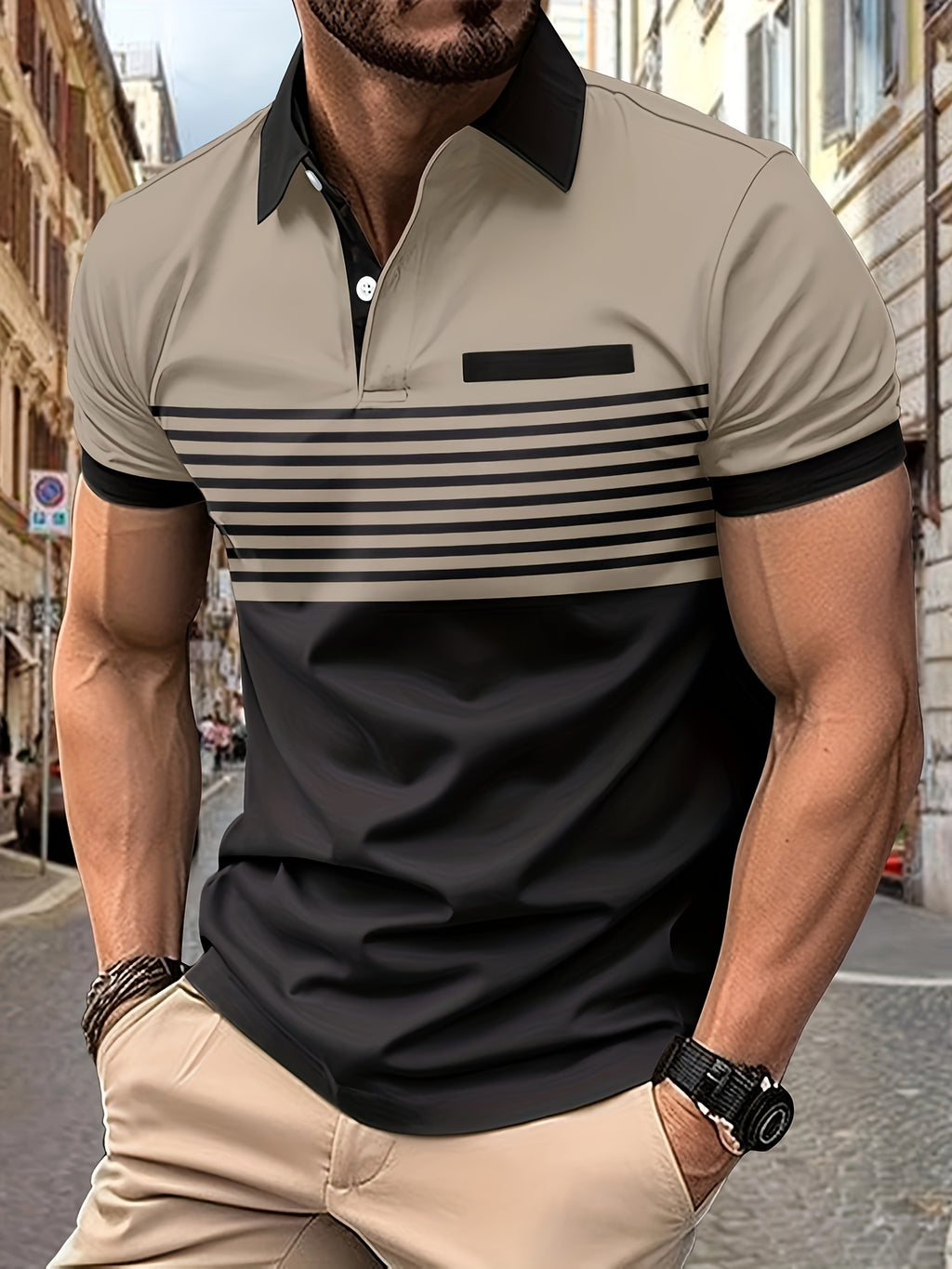 Men's Striped Golf Polo
