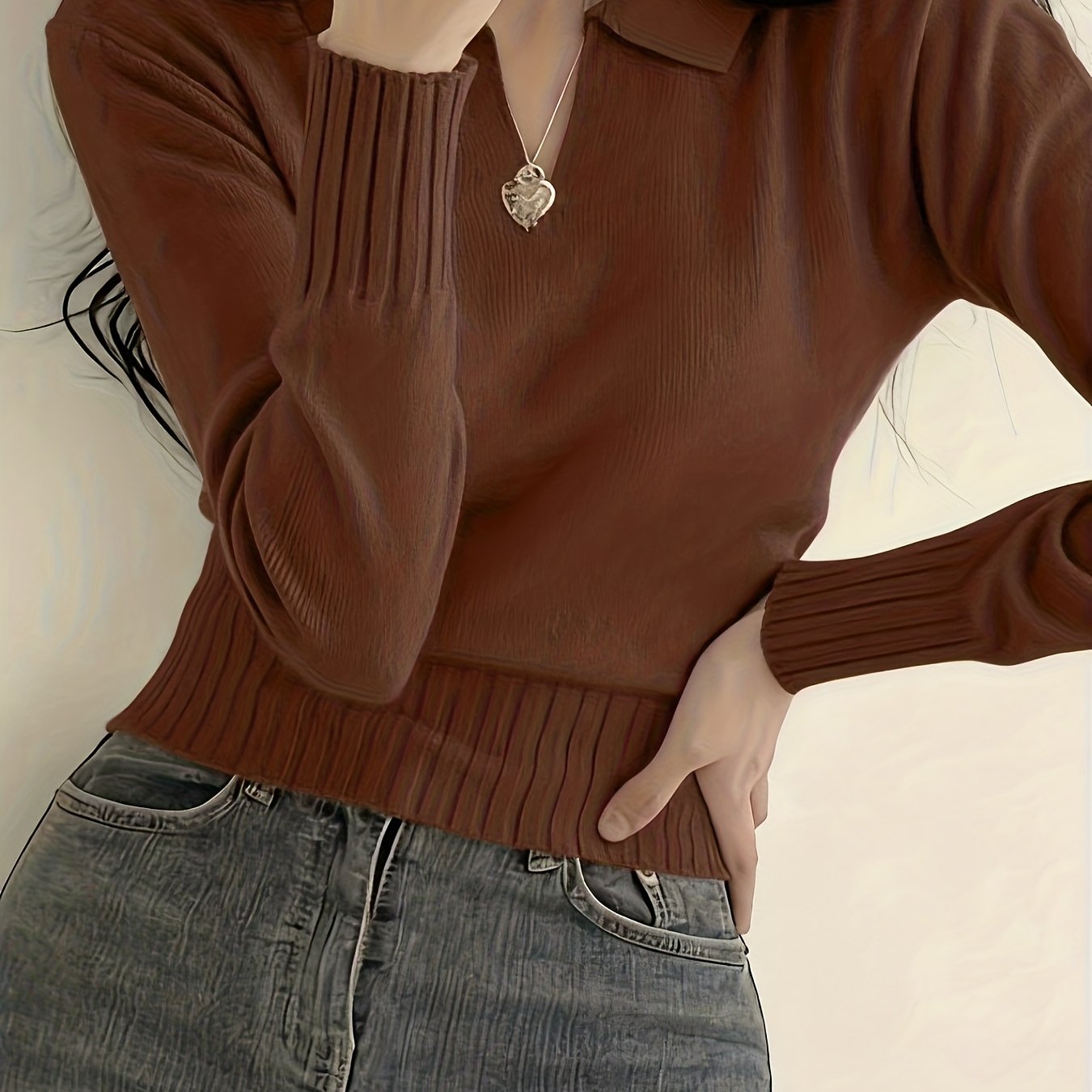 V-Neck Polo Sweater