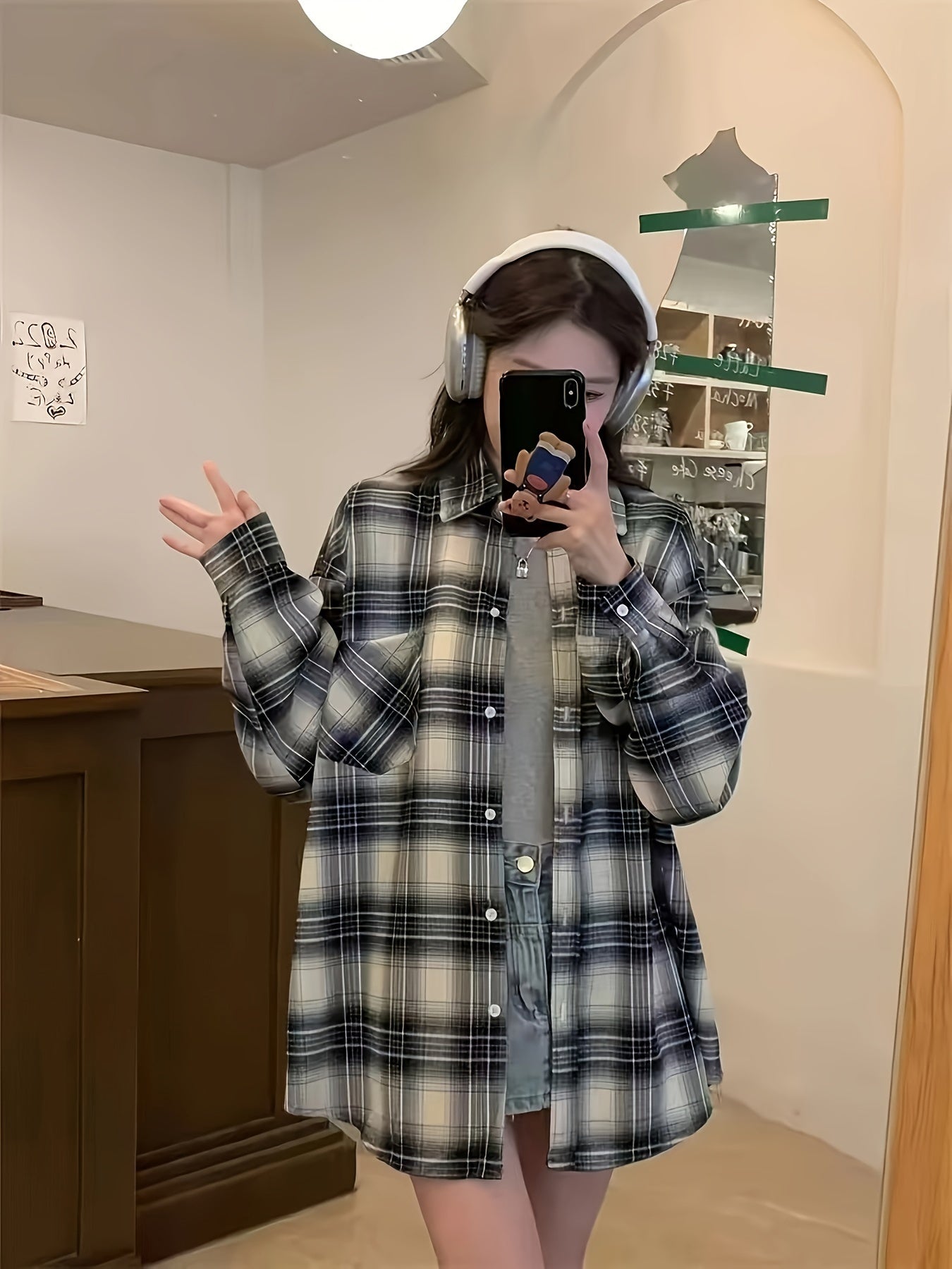 Plaid Polo Collar Shirt