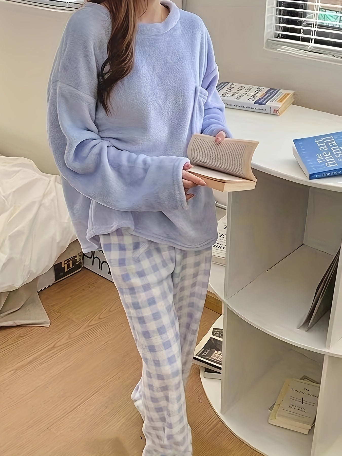 Plaid Velvet Pajama Set