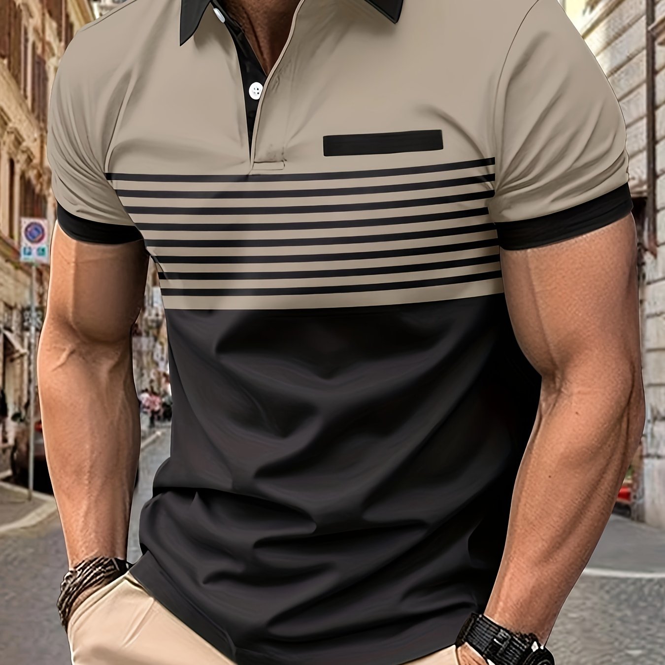 Men's Striped Golf Polo