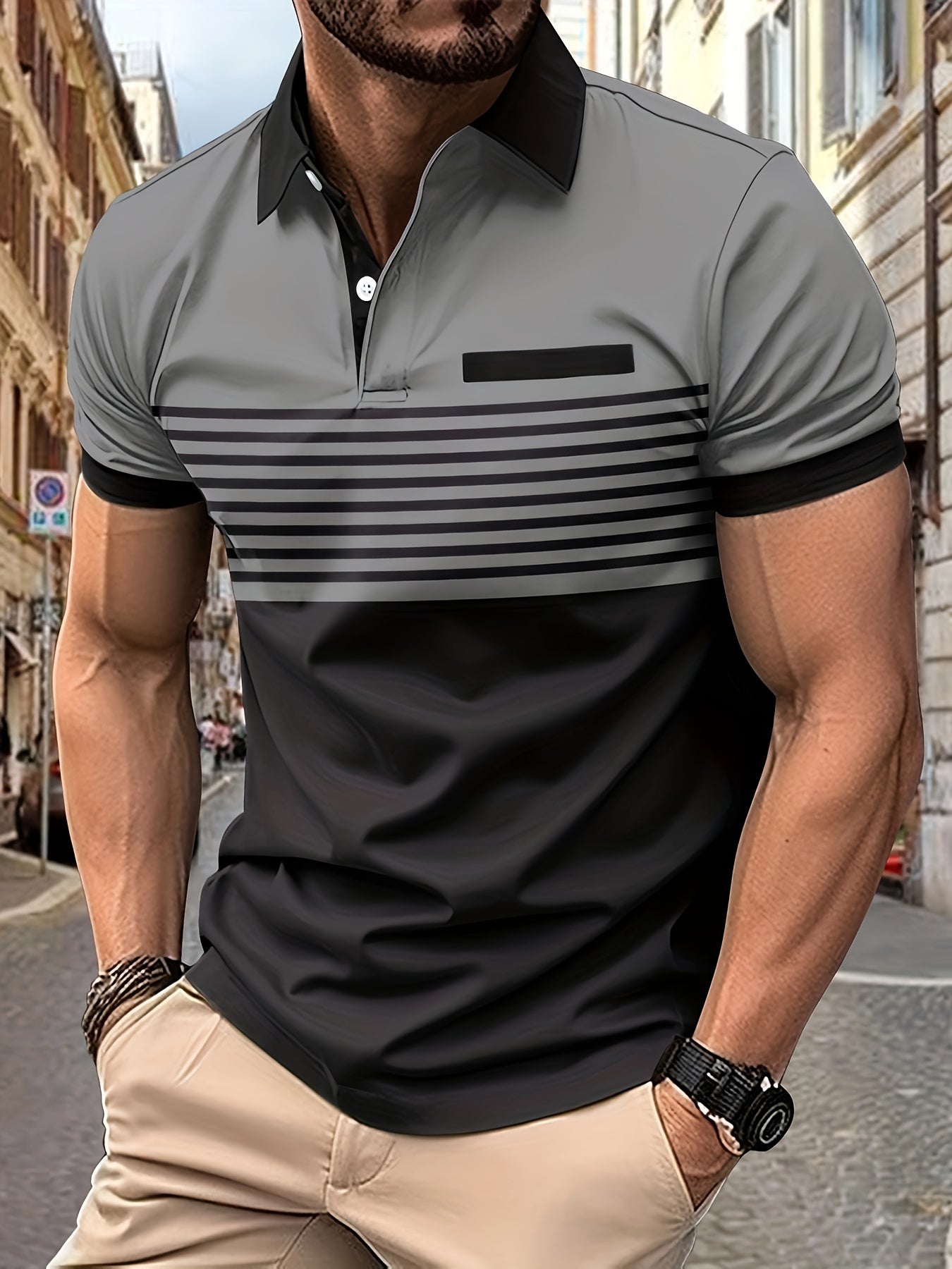 Men's Striped Golf Polo
