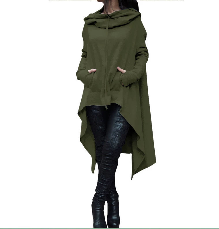 Fashion Trends New European and N Pure Color Long Hoodie