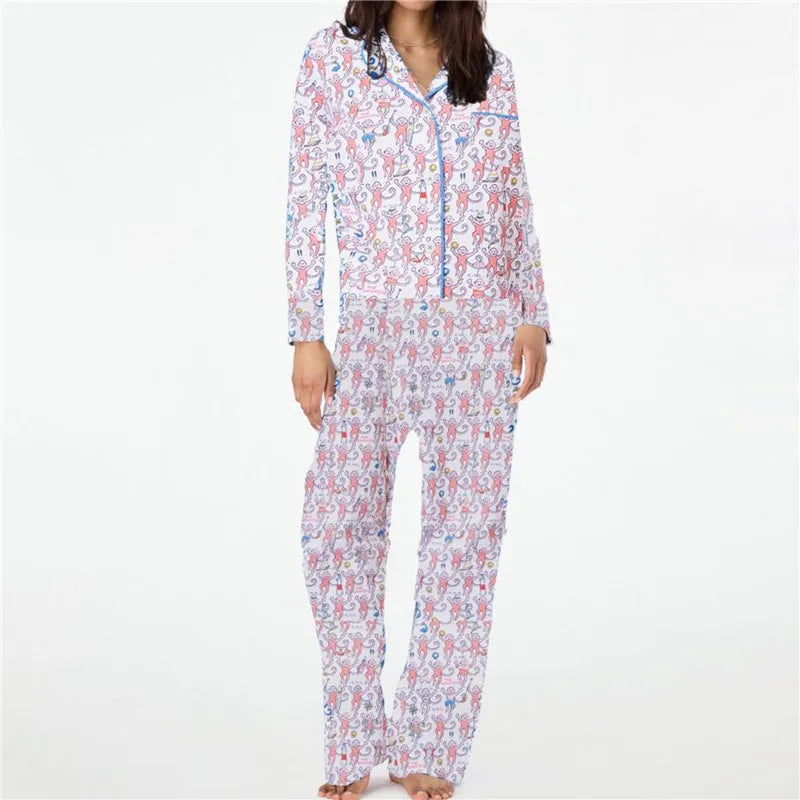Monkey Print Pajama Set