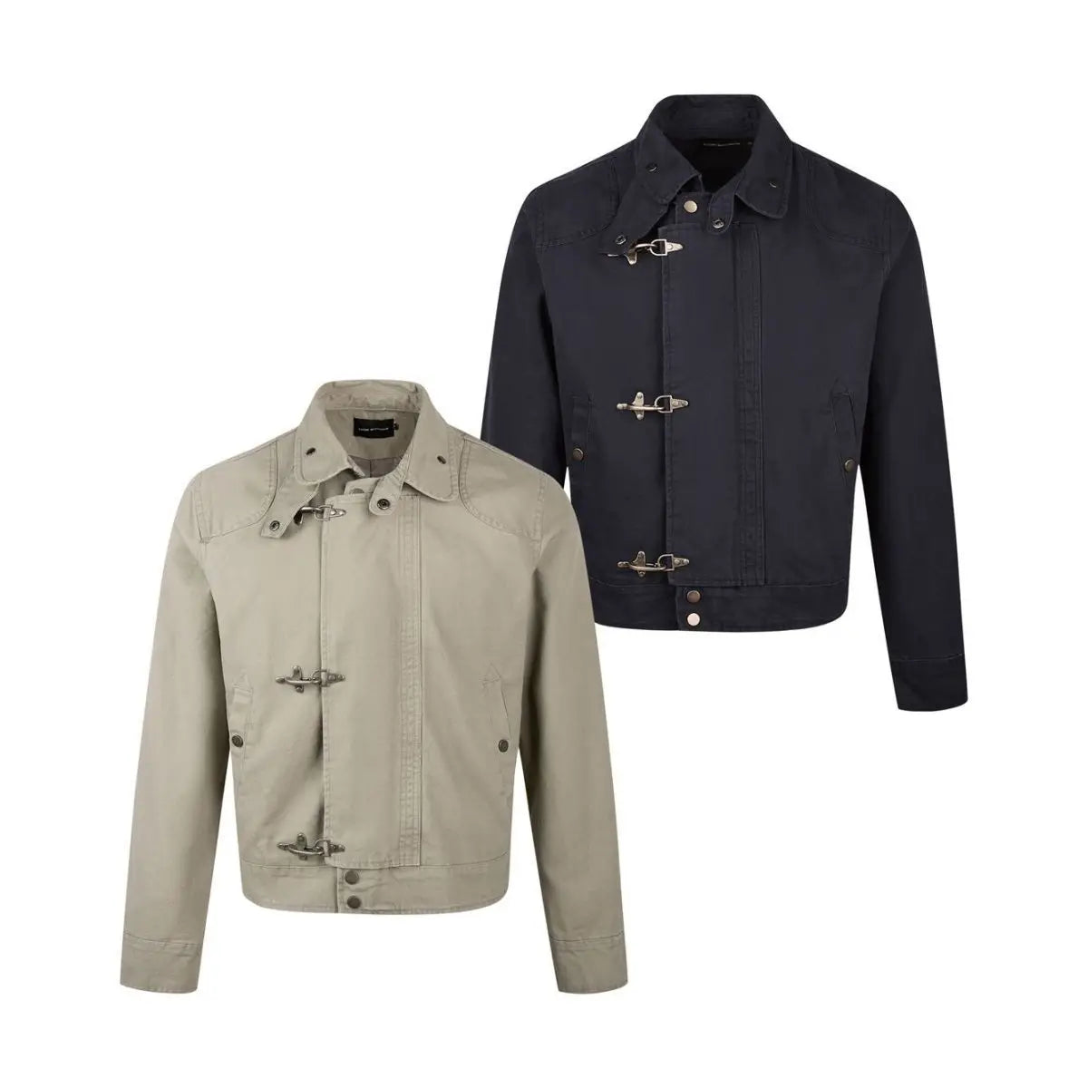 Harajuku Men's Turn Down Collar Jacket American Retro Short Workwear Coat Autumn Streetwear Casual Loose Fit Fashion Outerwear