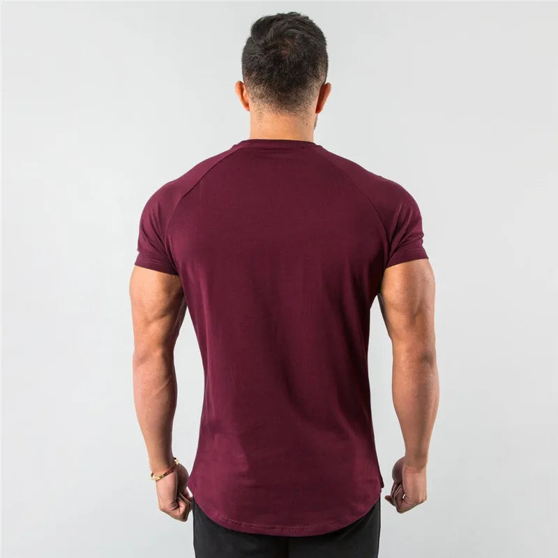 Men's Summer Skinny Casual T-Shirt Short Sleeve Tee Male Gym Fitness Sport Cotton Tops Man Running Workouts Sweatshirt Clothing