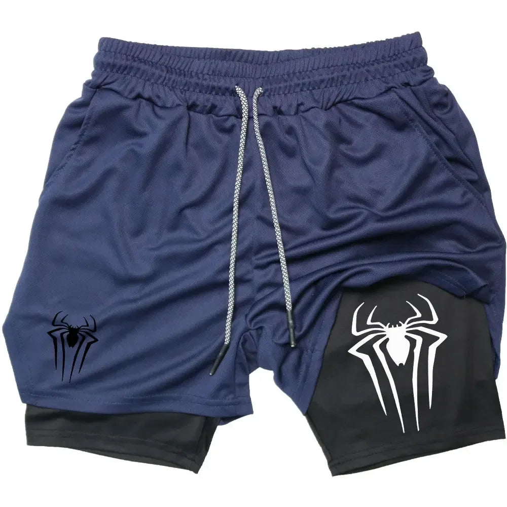 Men's Spider Print Compression Shorts