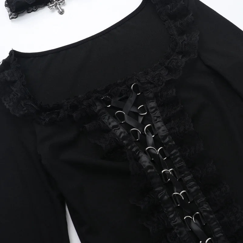 Women's Gothic Lace Long Sleeve Top