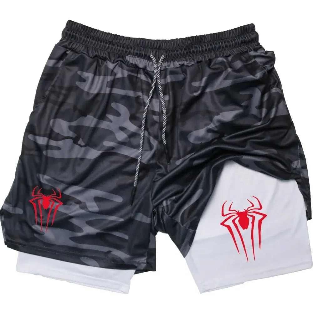 Men's Spider Print Compression Shorts
