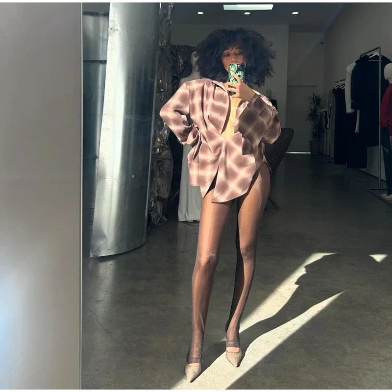 Women's Plaid Button-Up Blouse