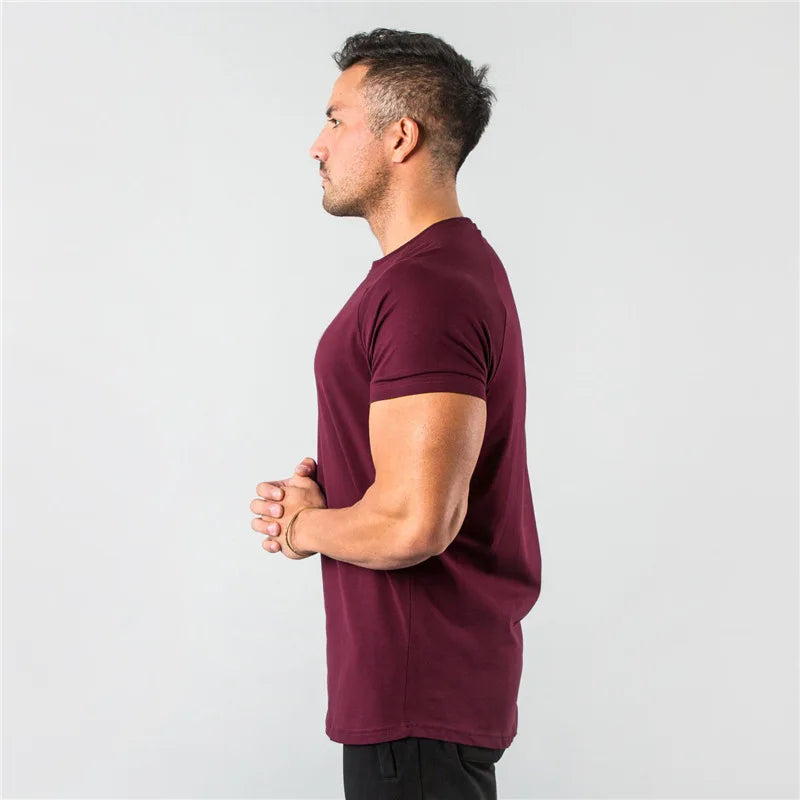 Men's Summer Skinny Casual T-Shirt Short Sleeve Tee Male Gym Fitness Sport Cotton Tops Man Running Workouts Sweatshirt Clothing