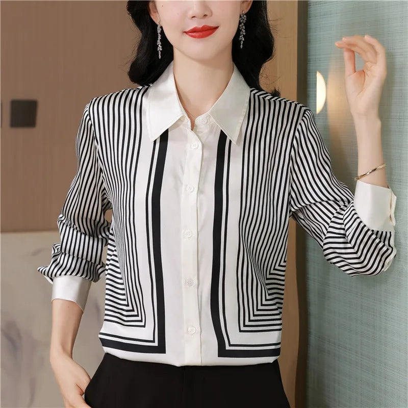 Women's Satin Striped Blouse