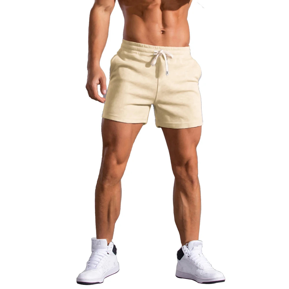 Men's Shorts Summer Causal Breathable Drawstring Short Pants Solid Color  Boardshorts Joggers Sports Trunks Men Resort Shorts