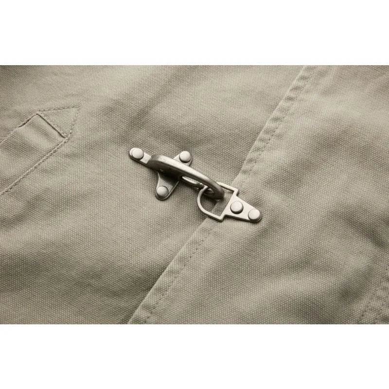 Harajuku Men's Turn Down Collar Jacket American Retro Short Workwear Coat Autumn Streetwear Casual Loose Fit Fashion Outerwear