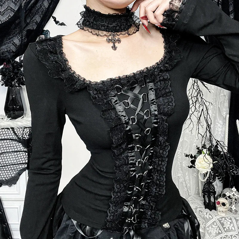 Women's Gothic Lace Long Sleeve Top