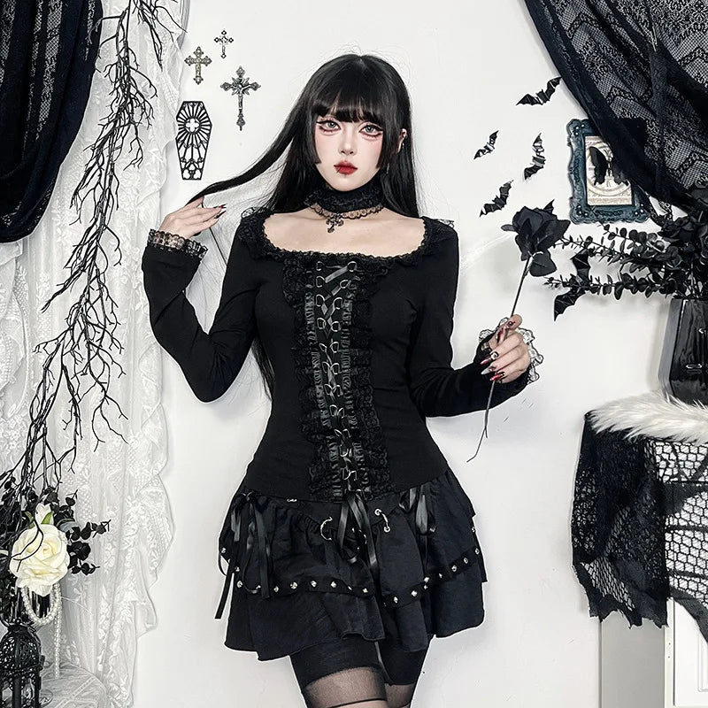 Women's Gothic Lace Long Sleeve Top