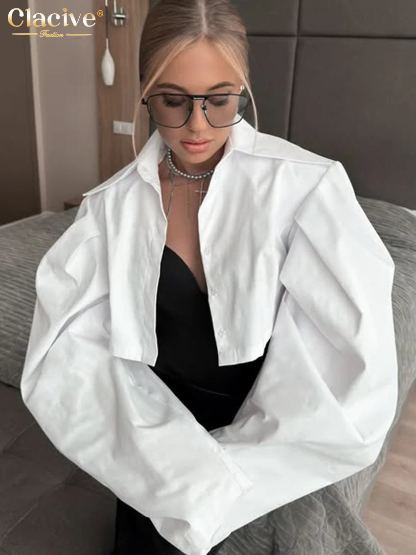 Women's White Crop Shirt