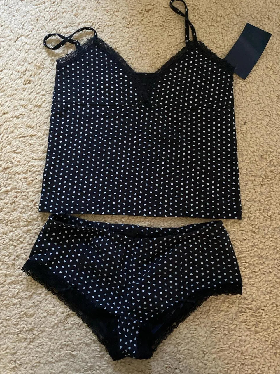 Strawberry Vest Shorts 2 Pieces Set Woman Eyelet Bow Slim Tank Top with Elastic Waist Patchwork Straight Short Pant Sweet Sets