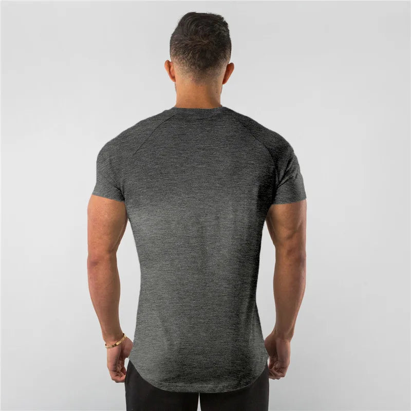Men's Summer Skinny Casual T-Shirt Short Sleeve Tee Male Gym Fitness Sport Cotton Tops Man Running Workouts Sweatshirt Clothing