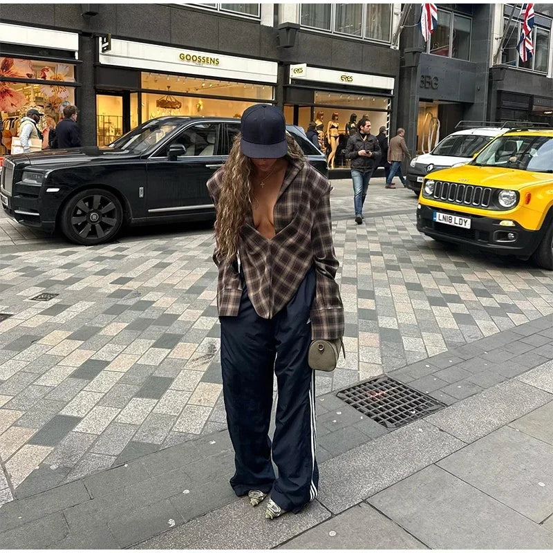 Women's Plaid Button-Up Blouse