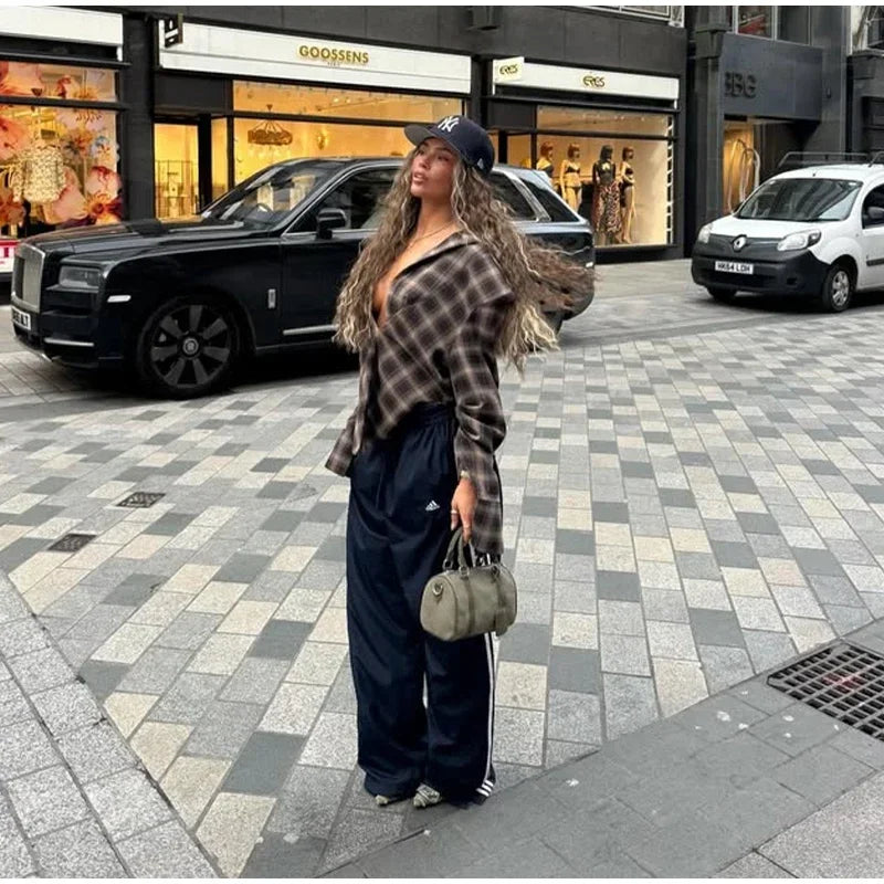 Women's Plaid Button-Up Blouse