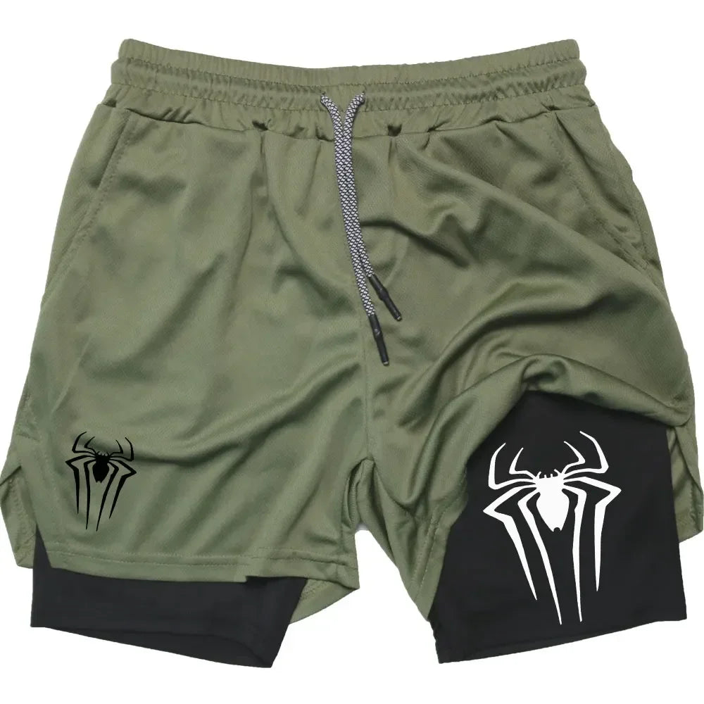 Men's Spider Print Compression Shorts