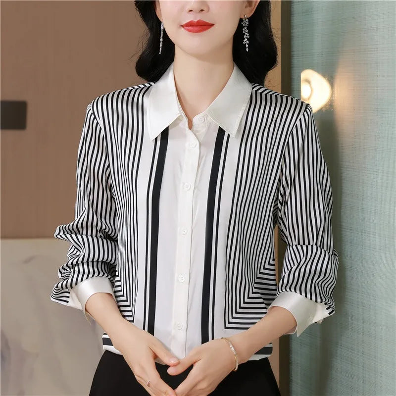 Women's Satin Striped Blouse