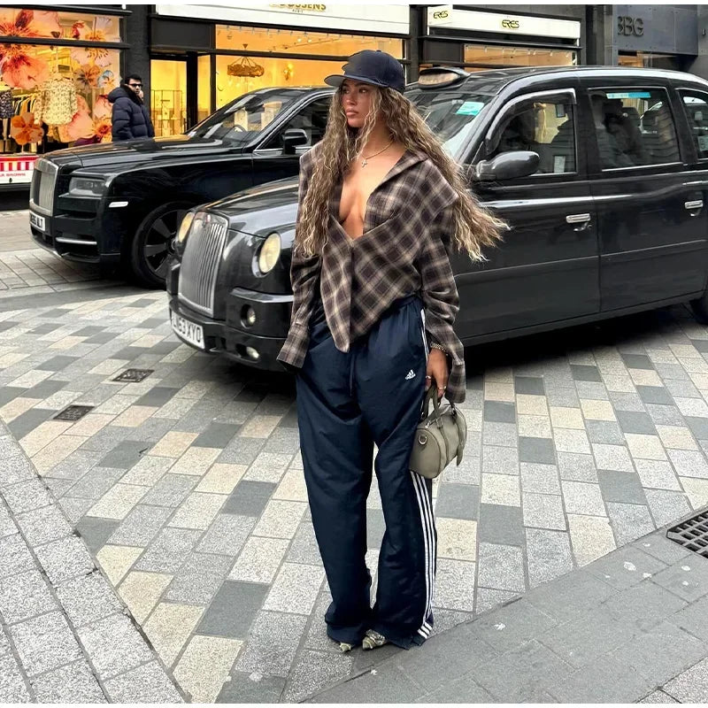 Women's Plaid Button-Up Blouse