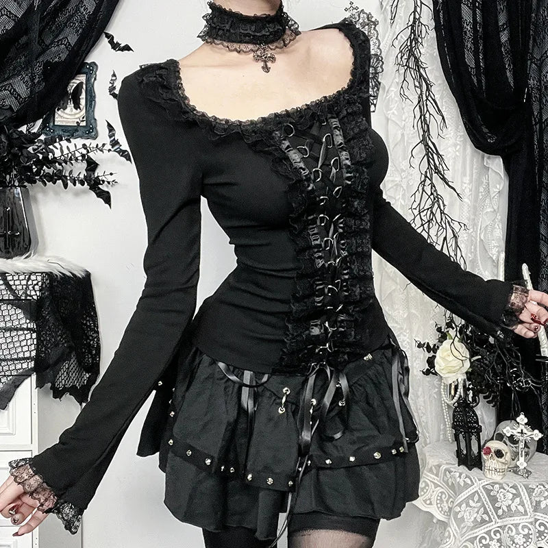 Women's Gothic Lace Long Sleeve Top