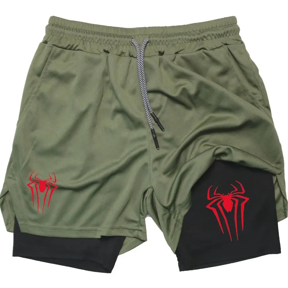 Men's Spider Print Compression Shorts