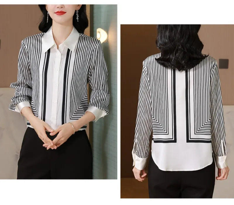 Women's Satin Striped Blouse
