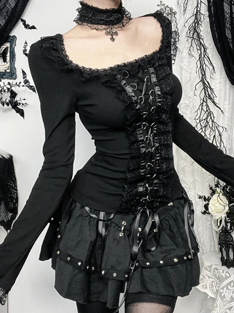 Women's Gothic Lace Long Sleeve Top