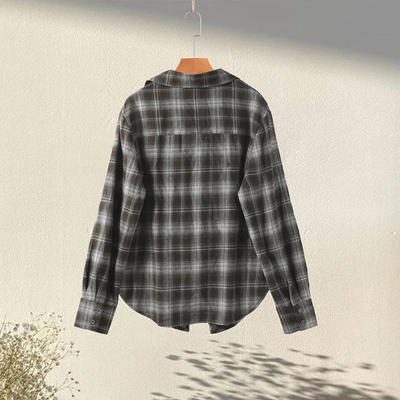 Women's Plaid Button-Up Blouse