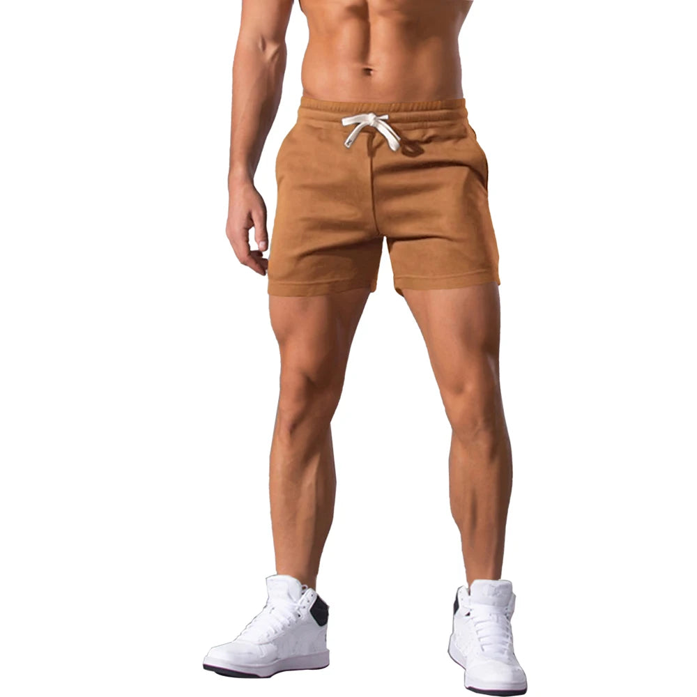 Men's Shorts Summer Causal Breathable Drawstring Short Pants Solid Color  Boardshorts Joggers Sports Trunks Men Resort Shorts