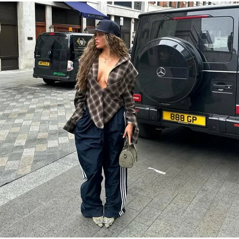 Women's Plaid Button-Up Blouse