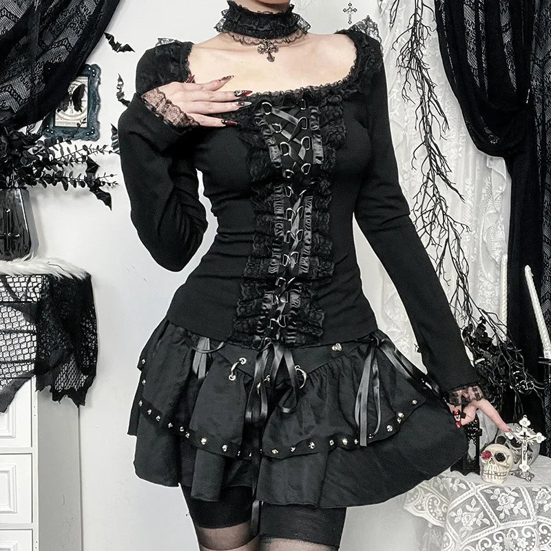 Women's Gothic Lace Long Sleeve Top
