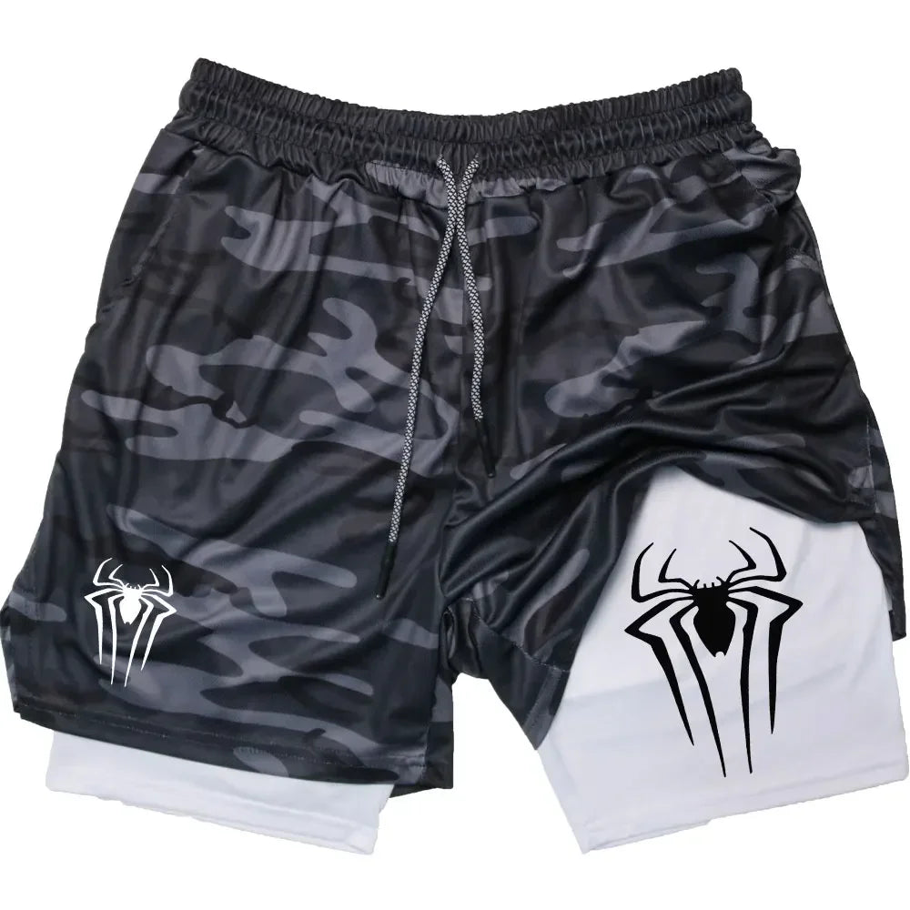 Men's Spider Print Compression Shorts