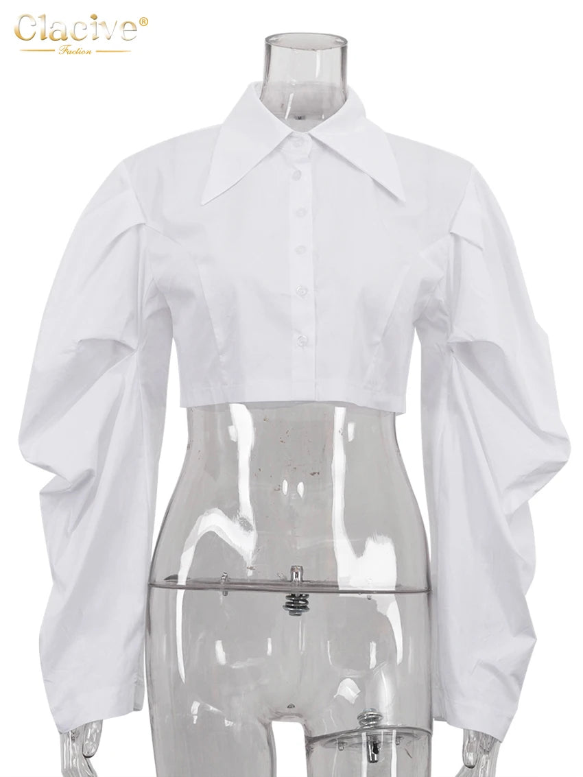 Women's White Crop Shirt