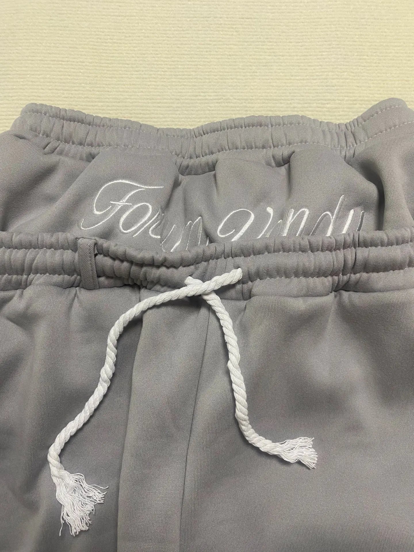 Harajuku Loose Double Waisted Sweatpants Y2K American Solid Color Letter Embroidery Casual Pants Hip Hop Drawstring Waist Jogger