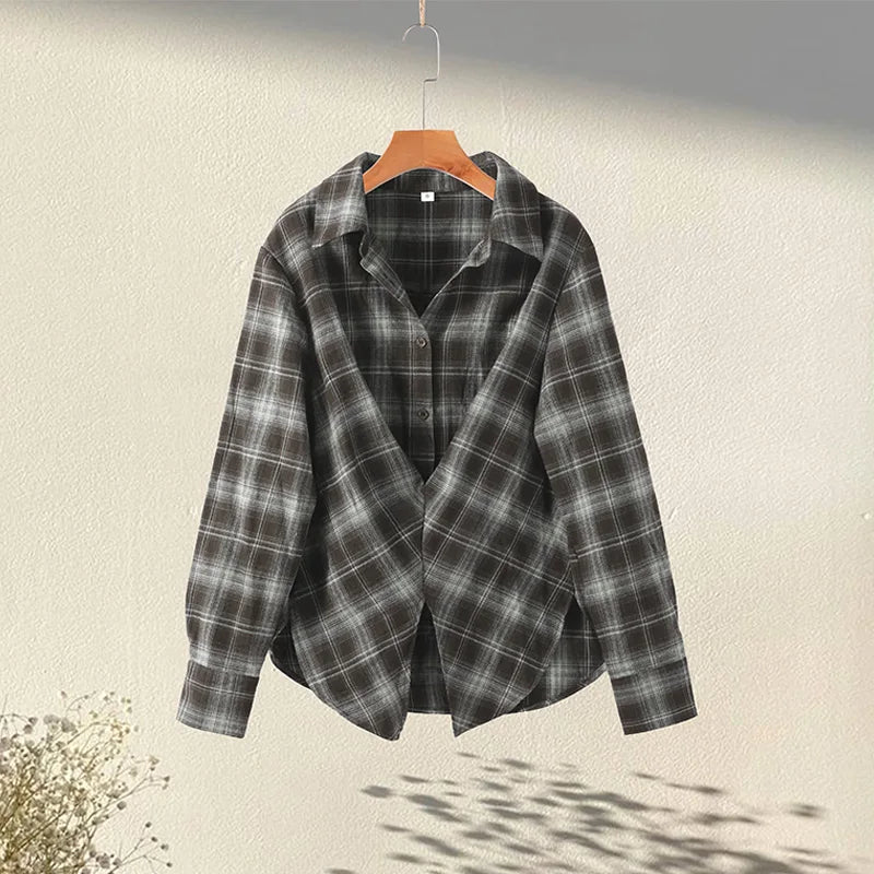 Women's Plaid Button-Up Blouse