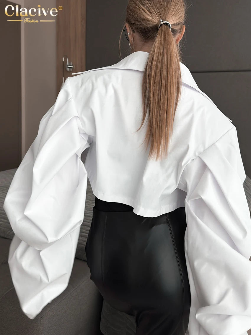 Women's White Crop Shirt