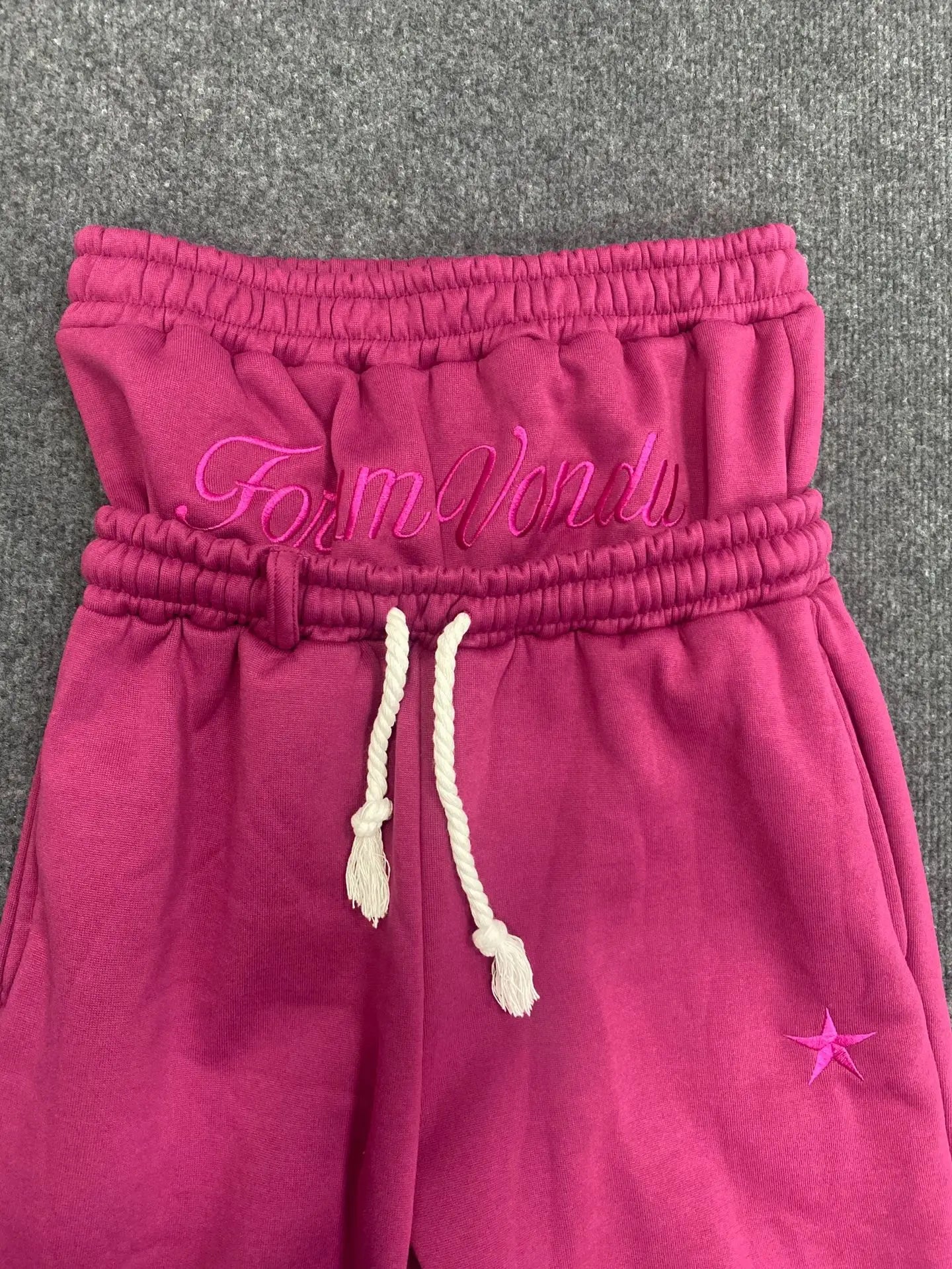 Harajuku Loose Double Waisted Sweatpants Y2K American Solid Color Letter Embroidery Casual Pants Hip Hop Drawstring Waist Jogger