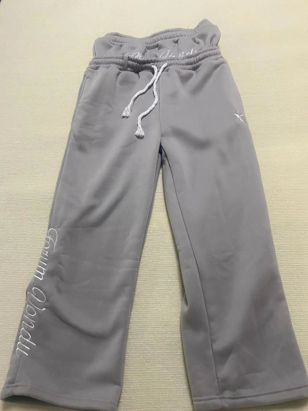 Harajuku Loose Double Waisted Sweatpants Y2K American Solid Color Letter Embroidery Casual Pants Hip Hop Drawstring Waist Jogger