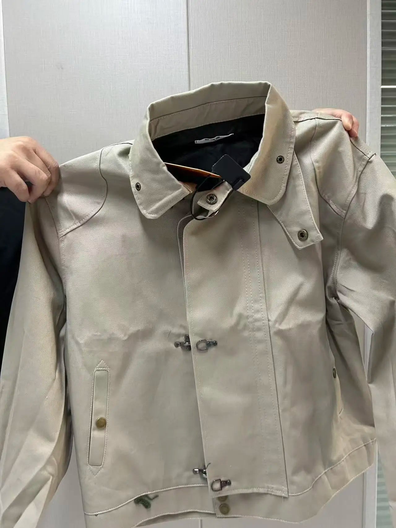 Harajuku Men's Turn Down Collar Jacket American Retro Short Workwear Coat Autumn Streetwear Casual Loose Fit Fashion Outerwear