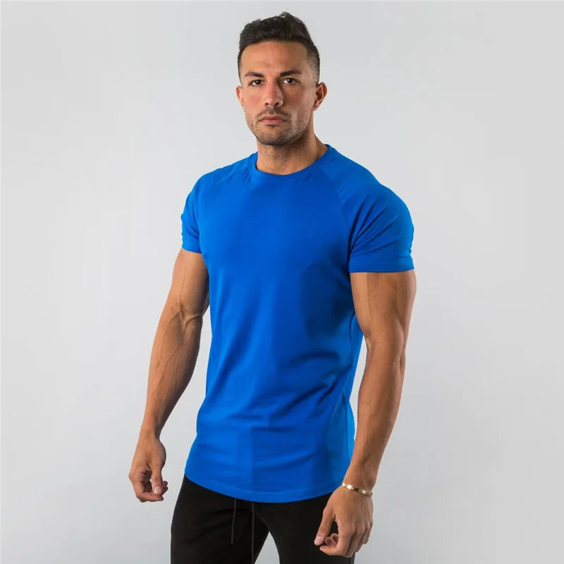 Men's Summer Skinny Casual T-Shirt Short Sleeve Tee Male Gym Fitness Sport Cotton Tops Man Running Workouts Sweatshirt Clothing